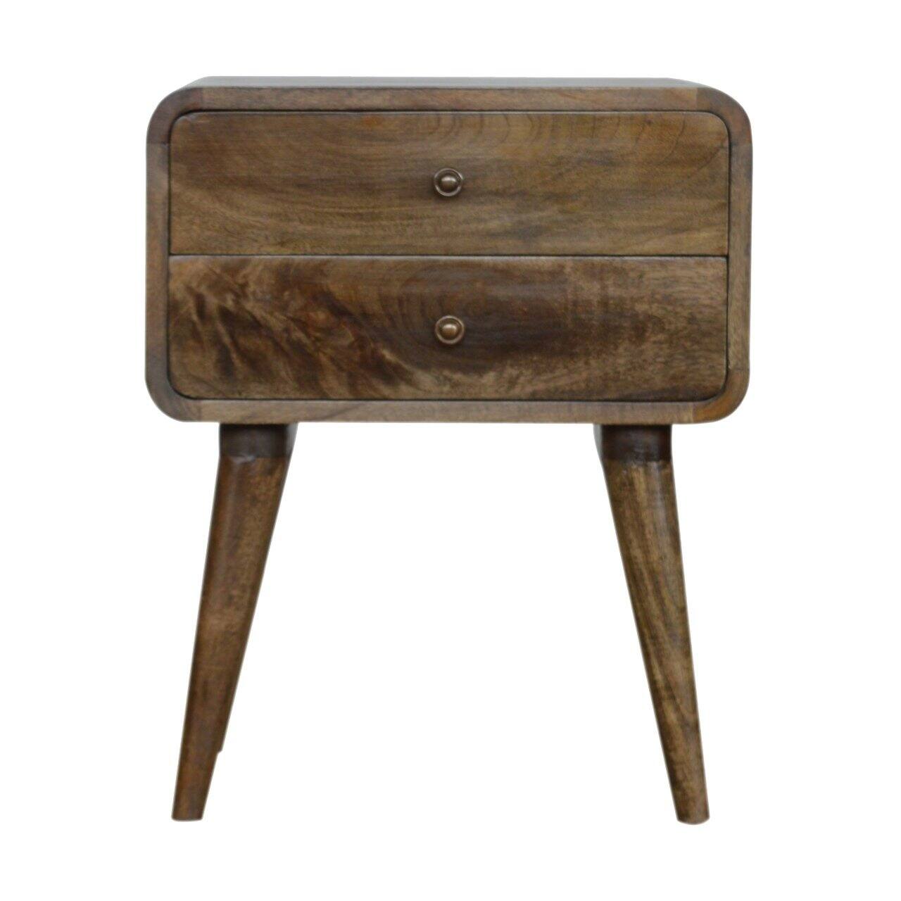 Artisan Furniture - Solid Wood Curved Classic nightstand - Grey Washed