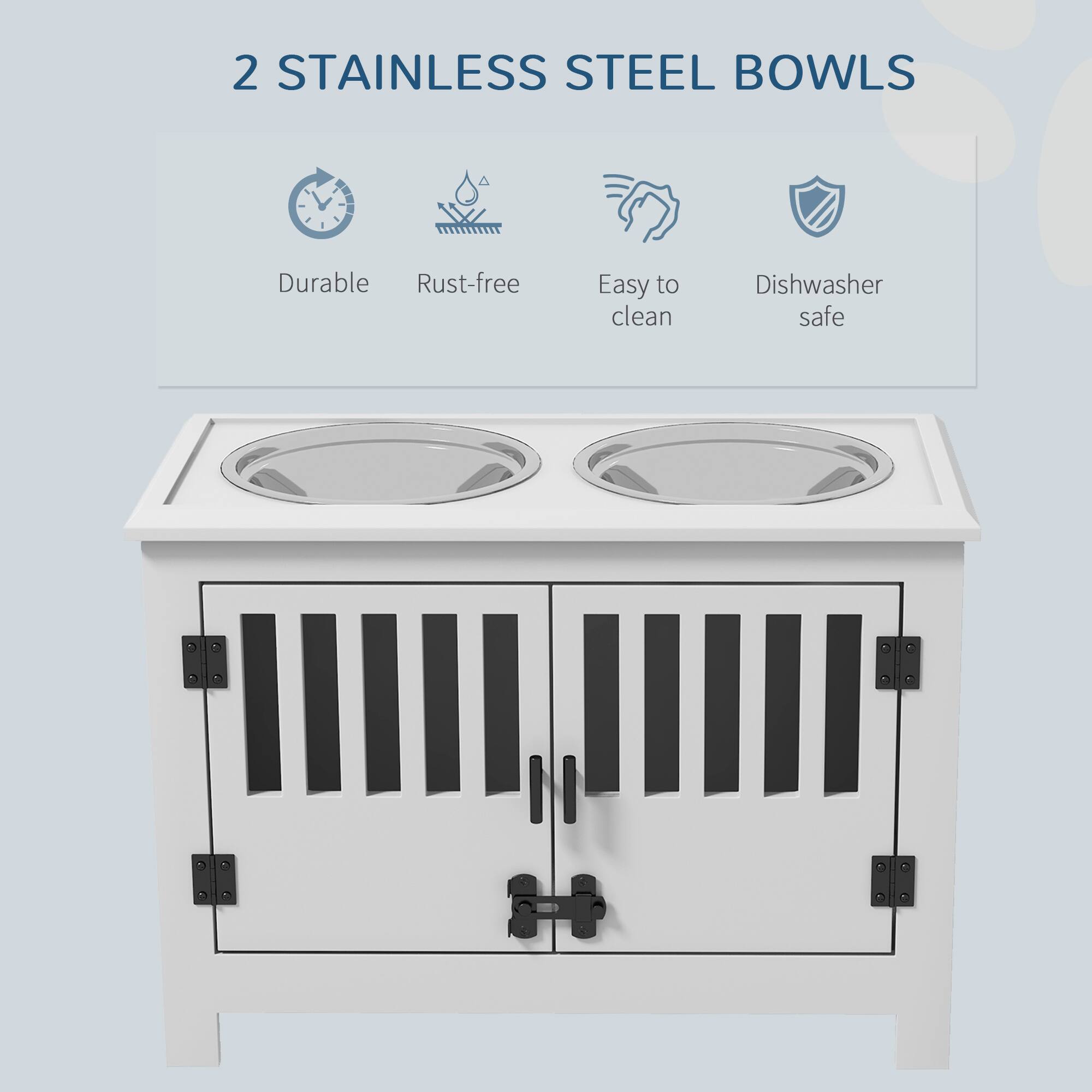 2 STAINLESS STEEL BOWLS

- Durable
- Rust-free
- Easy to clean
- Dishwasher safe