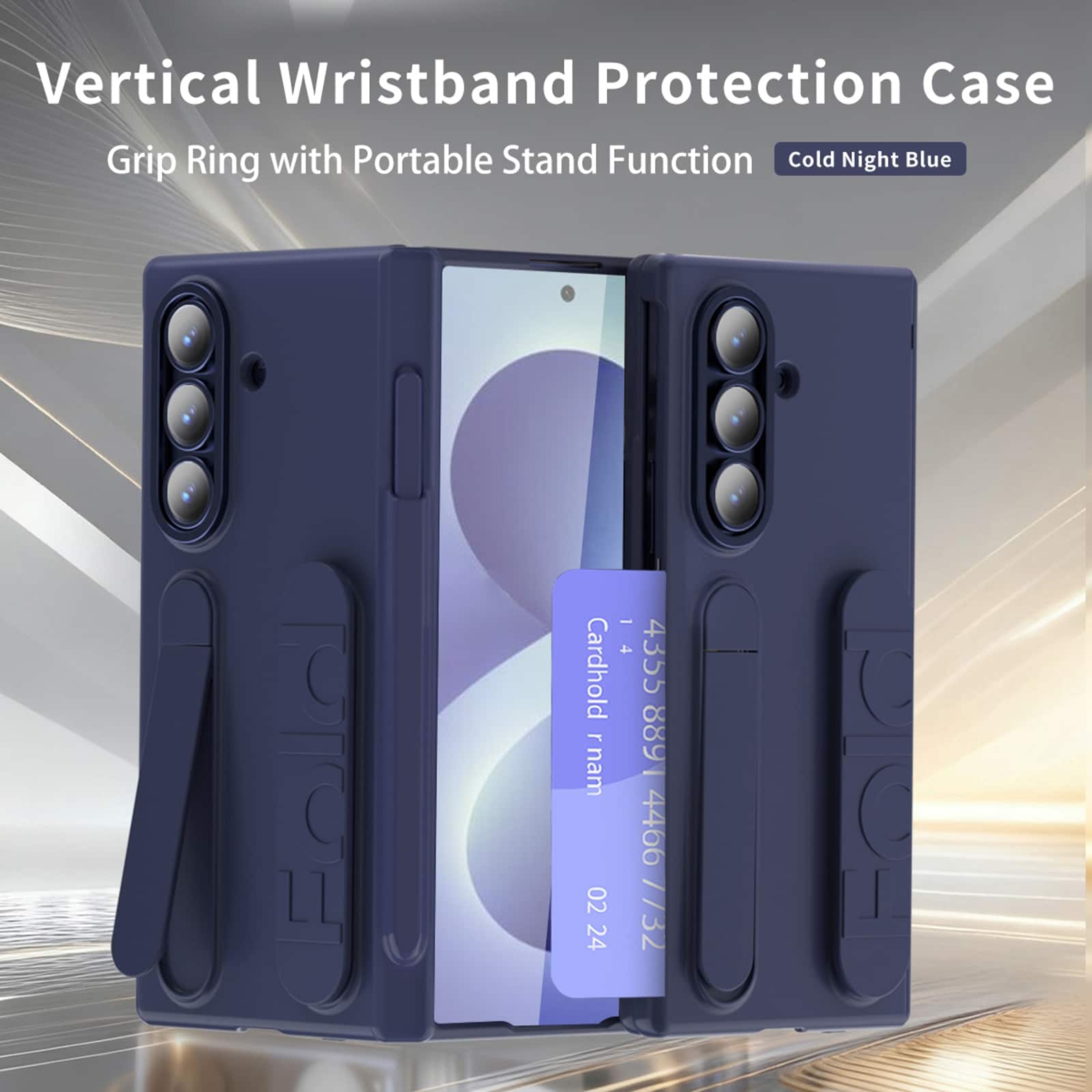 Dteck - Shockproof Case for Samsung Galaxy Z Fold8 Ultra with Card Slot Stand Wristband, Hard PC Cover Built-in Screen Protector - Blue price history on PriceWatchPro