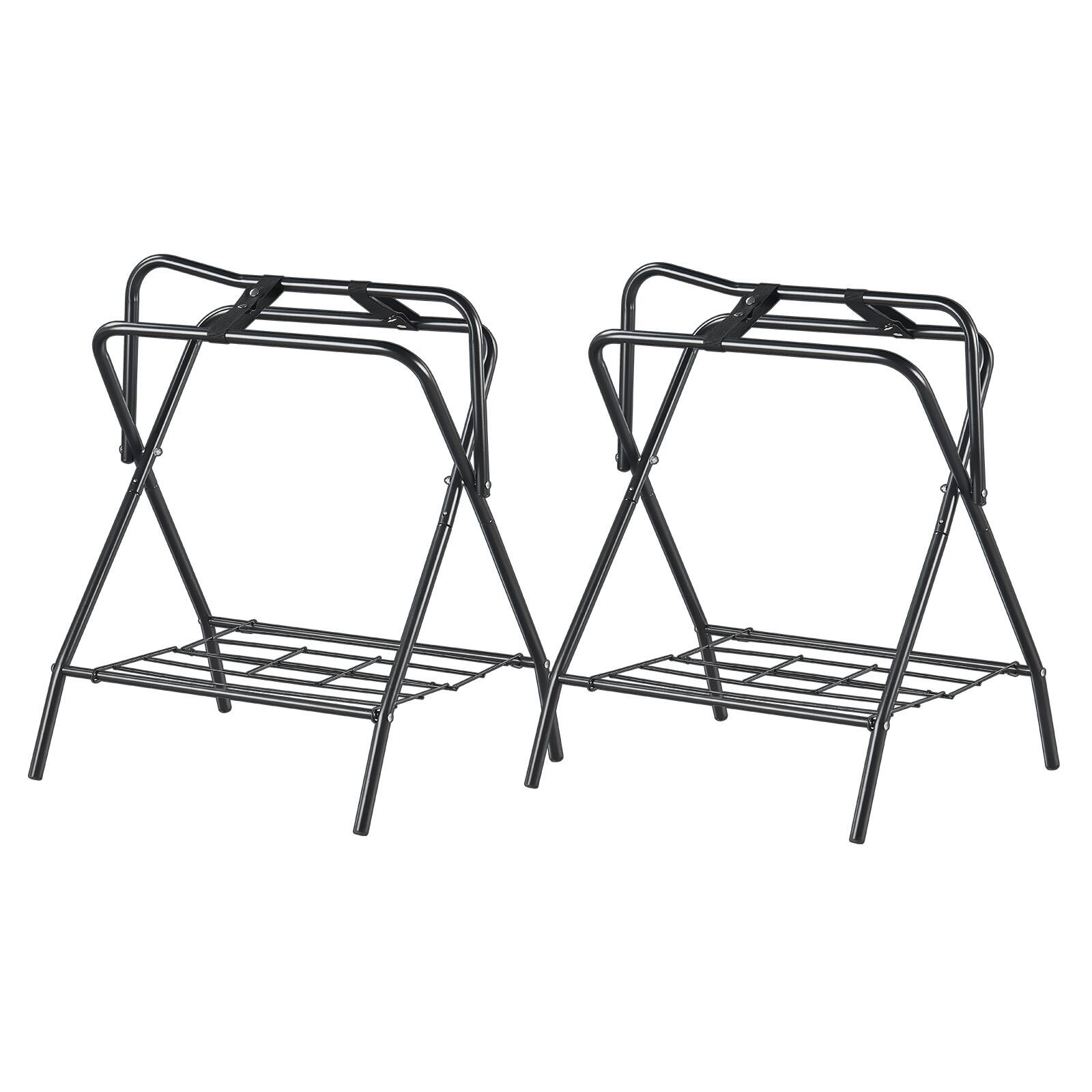 Alt View 5. VEVOR - Folding Saddle Rack, 28 x 19 x 37.5 in, 2 Packs Freestanding Horse Saddle Stand, Portable Horse Blanket Holder - Matte Black.