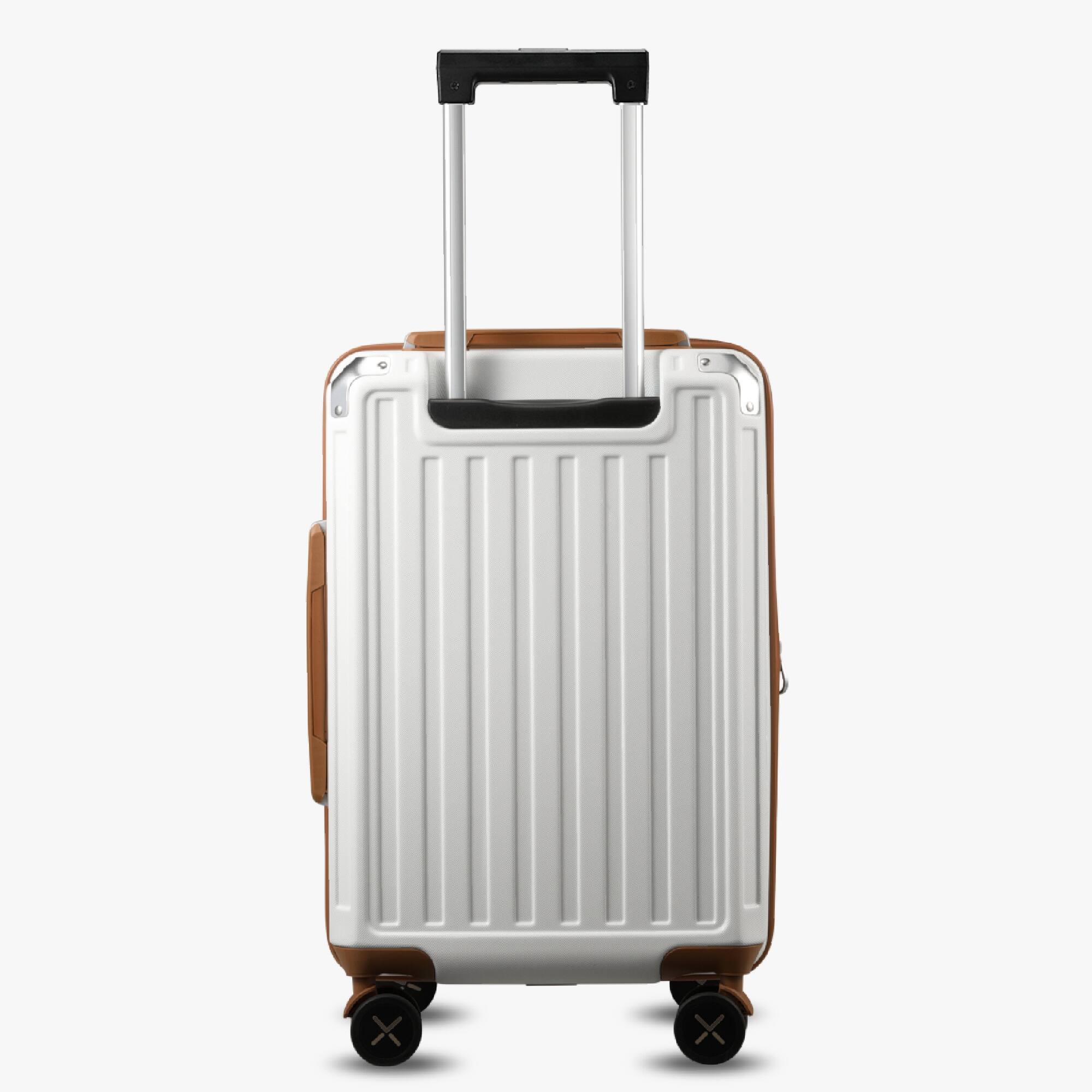 Back. LUGGEX - LUGGEX 20Inch Carry On PC Expandable Hard Shell Spinner Suitcase , Silver White - White.