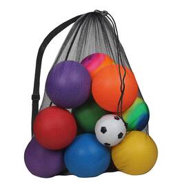 GSE Games & Sports Expert - 30" x 40" Extra-Large Mesh Sports Ball Drawstring Bag with Adjustable Shoulder Strap - Black