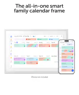 Aluratek - All-In-One 10.1" Calendar and Digital Photo Frame with WiFi, Touchscreen IPS LCD Display, No Subscription Fee and 32GB - White