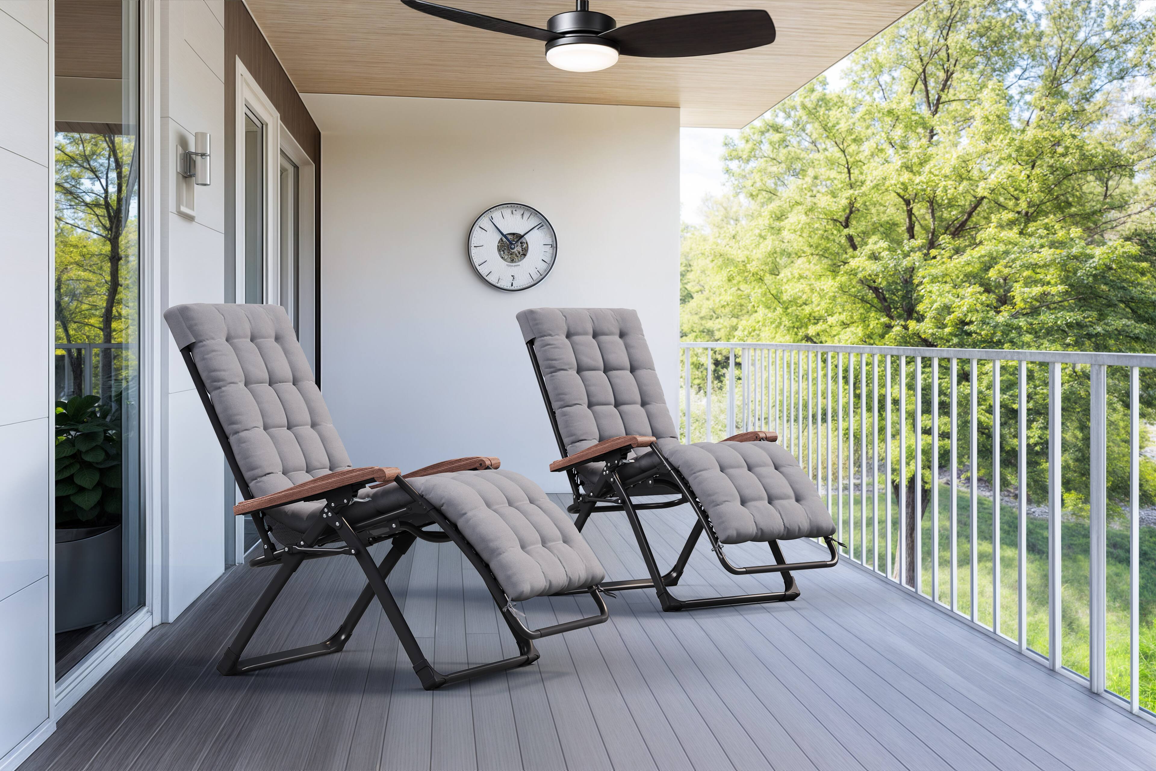 Alt View 1. PURPLE LEAF - Widened Patio Reclining Chair Zero Gravity Chaise Lounge Folding Chair with Removable Cushion Adjustable Headrest - Grey.