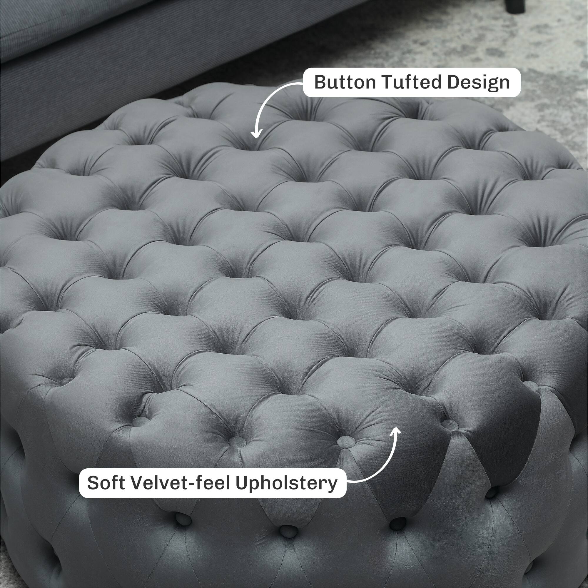 Button Tufted Design, Soft Velvet-feel Upholstery