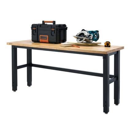 Front. TRINITY - TRINITY | 72x24 | Wood Top Workbench - Black.
