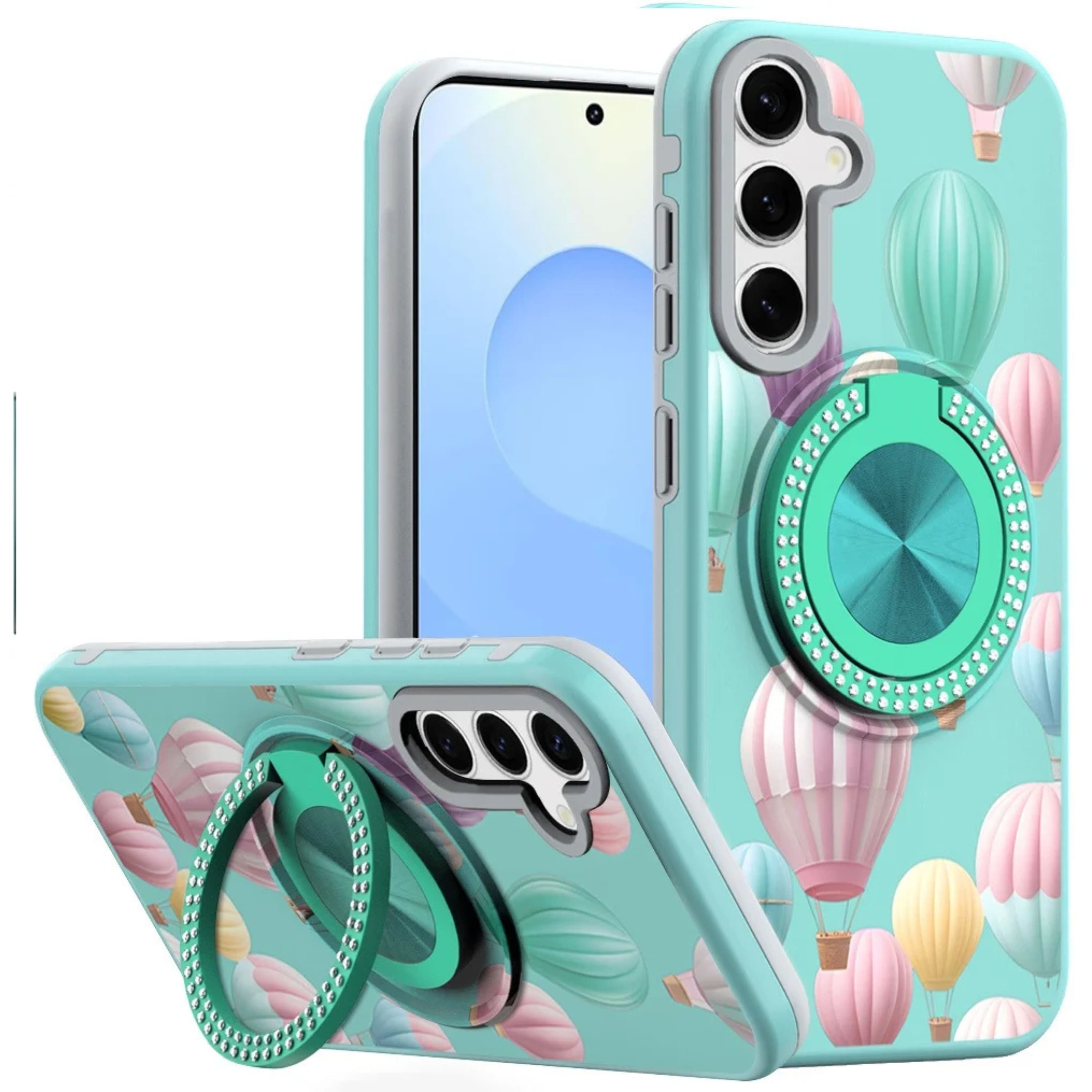 Kitcheniva - Printed Design Ring Stand Case With Tempered Glass For Samsung S25 Plus S24 Plus - Hot Air Balloon price history on PriceWatchPro