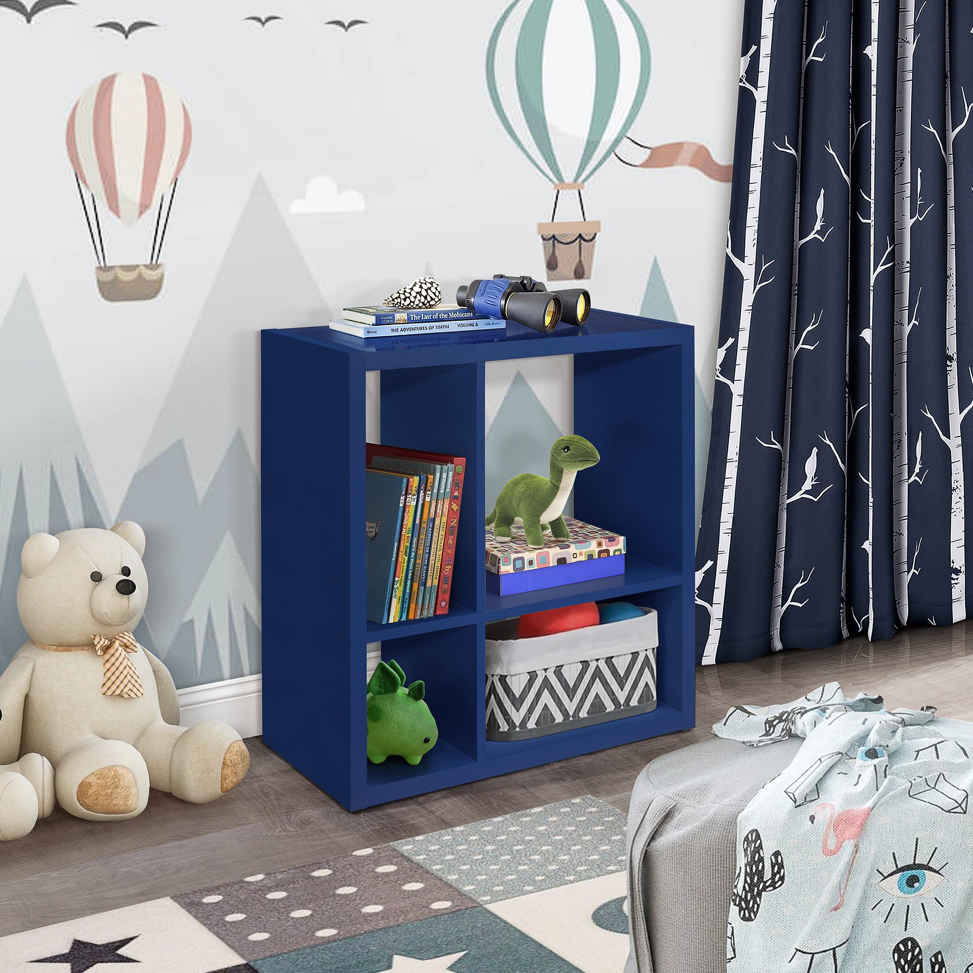 Kings Brand Furniture - Katelyn 4-Cube Bookcase/Organizer - Blue