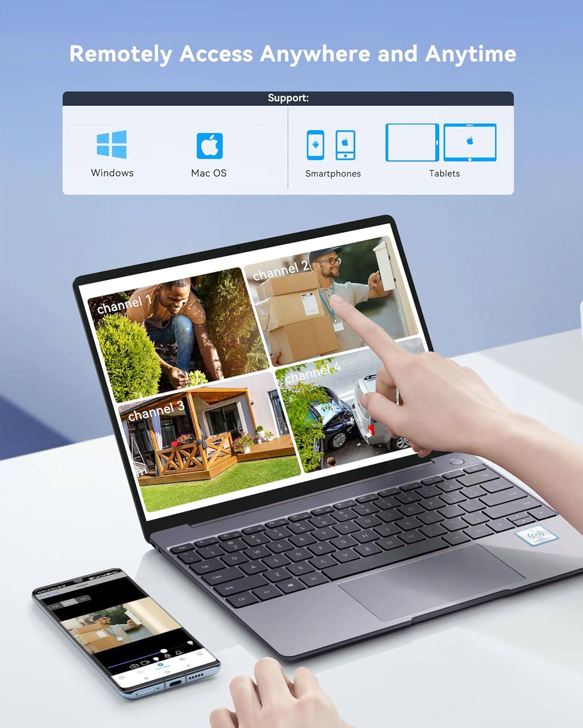 Remotely Access Anywhere and Anytime Support: Windows, Mac, and OS Smartphones, Tablets.