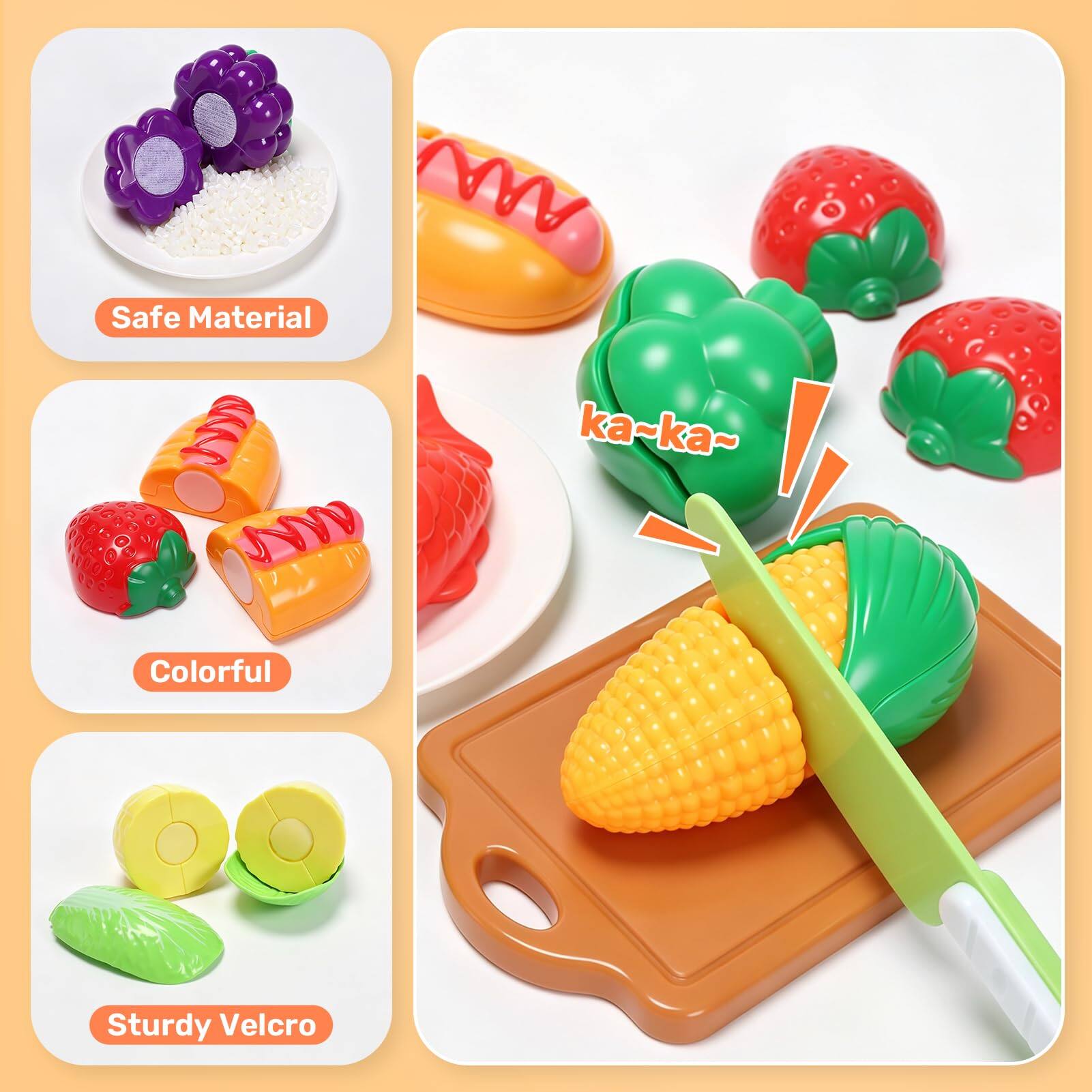 Safe Material  
ka-ka~  
Colorful  
Sturdy Velcro