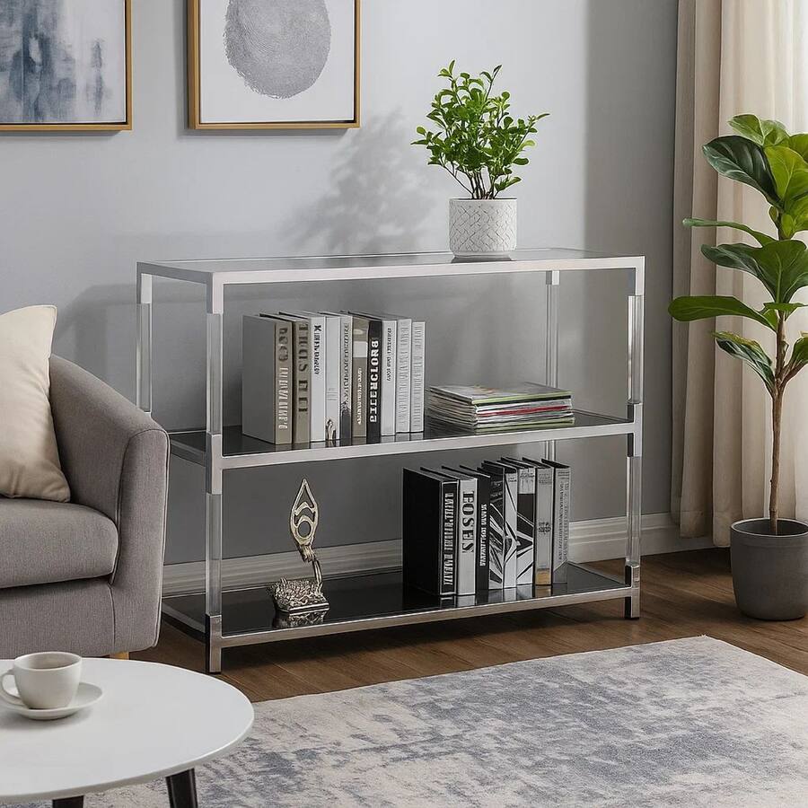 Sofa Graph Manhattan Lane Metal and Glass Sofa Table with 2 Open Shelves Silver ...