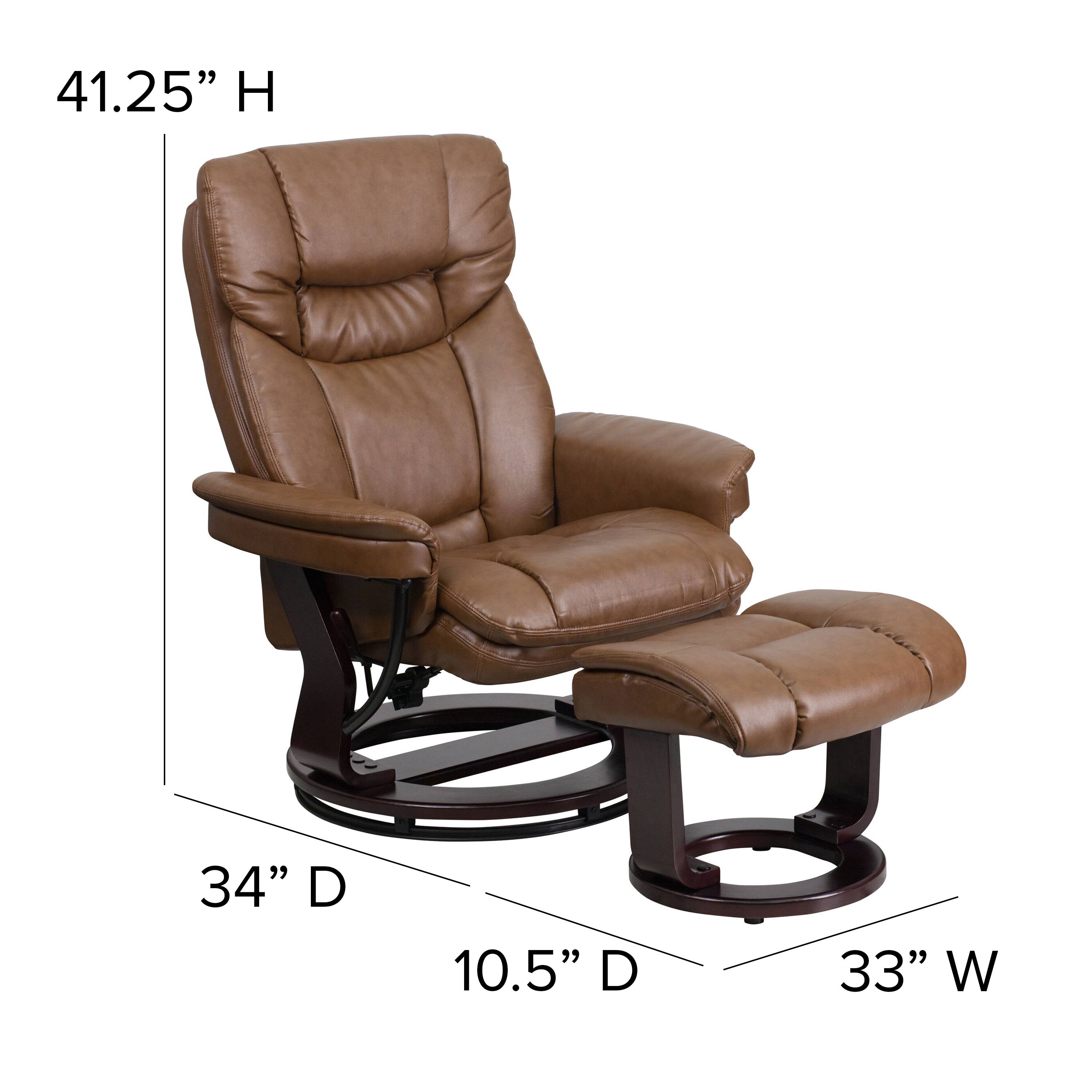 Alt View 13. Alamont Home - Allie Palimino LeatherSoft Multi-Position Recliner &Curved Ottoman w/Mahogany Base - Palimino.