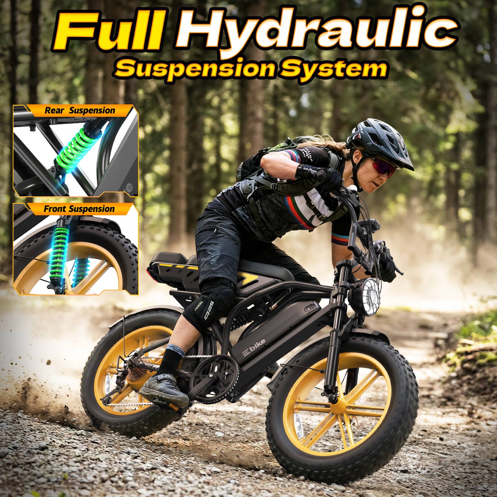 Full Hydraulic Suspension System  
Rear Suspension  
Front Suspension  
See D Ebike