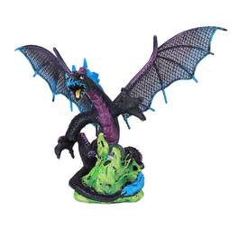 Pacific Trading - Black and Purple Pterosaur Dragon with Metal Wings Figurine - Multicolor