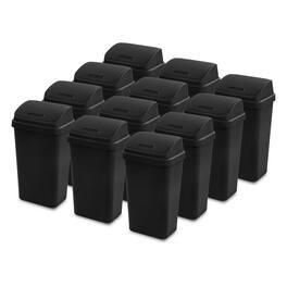 Sterilite - 13 Gal Kitchen Swing Top Lidded Wastebasket Trash Can, (12 Pack) - Black
