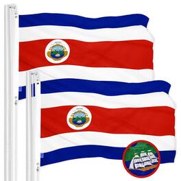 G128 - Costa Rica Flag 3x5 ft - Embroidered 300D Polyester, Brass Grommets, 2-Pack - Assorted Colors