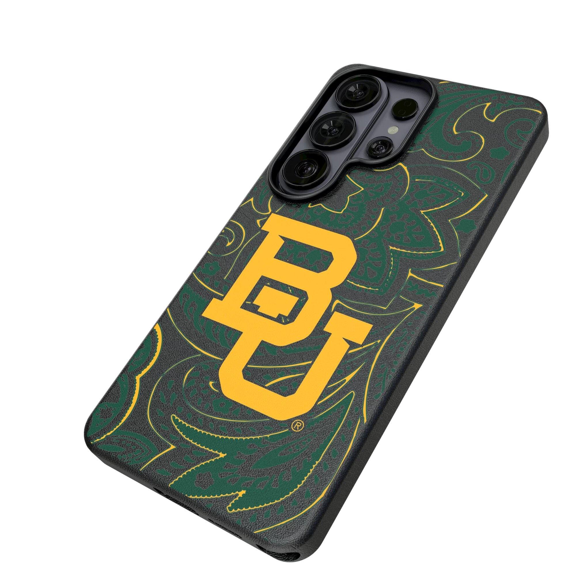 Alt View 1. Keyscaper - Baylor Bears Paisley Galaxy Magnetic Bump Case - S25 Ultra - Black.