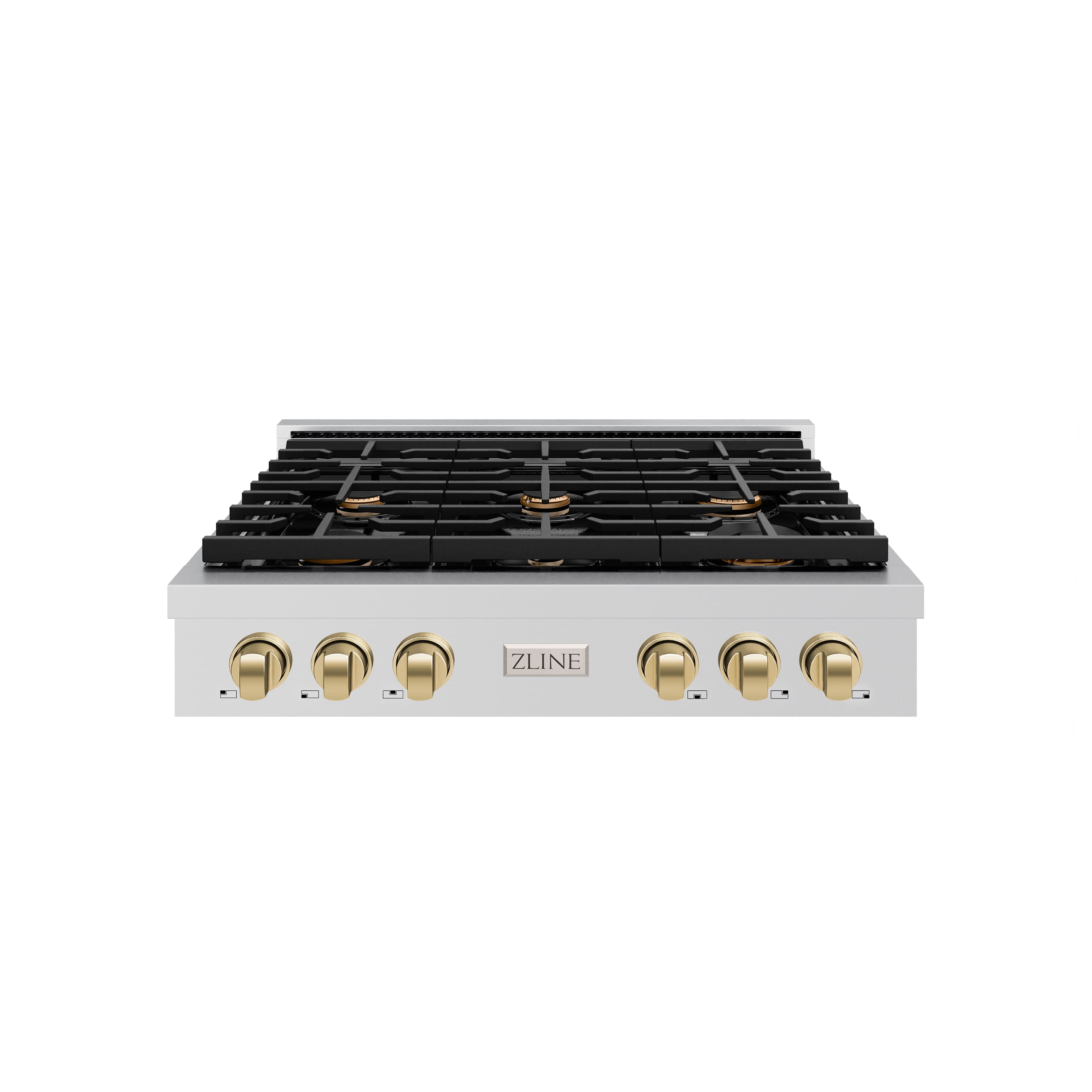ZLINE - 36 in. Autograph Paramount Gas Rangetop w/ 6 Burners & Champagne Bronze Accents (SRTZ-36-CB) - Stainless Steel - Front_Zoom