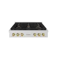 ZLINE 36 in. Autograph Paramount Gas Rangetop w/ 6 Burners & Champagne Bronze Accents (SRTZ-36-CB) - Stainless Steel - Front_Zoom