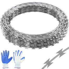 VEVOR - Razor Wires, 246 ft Razor Barbed Wire, 5 Rolls Razor Wire Fencing Razor Fence, Razor Ribbon Barbed Wire Galvanized Razor - Silver