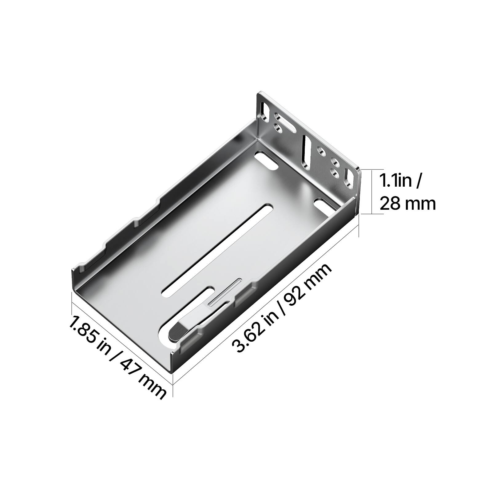 1.1 in / 28 mm  
1.85 in / 47 mm  
3.62 in / 92 mm