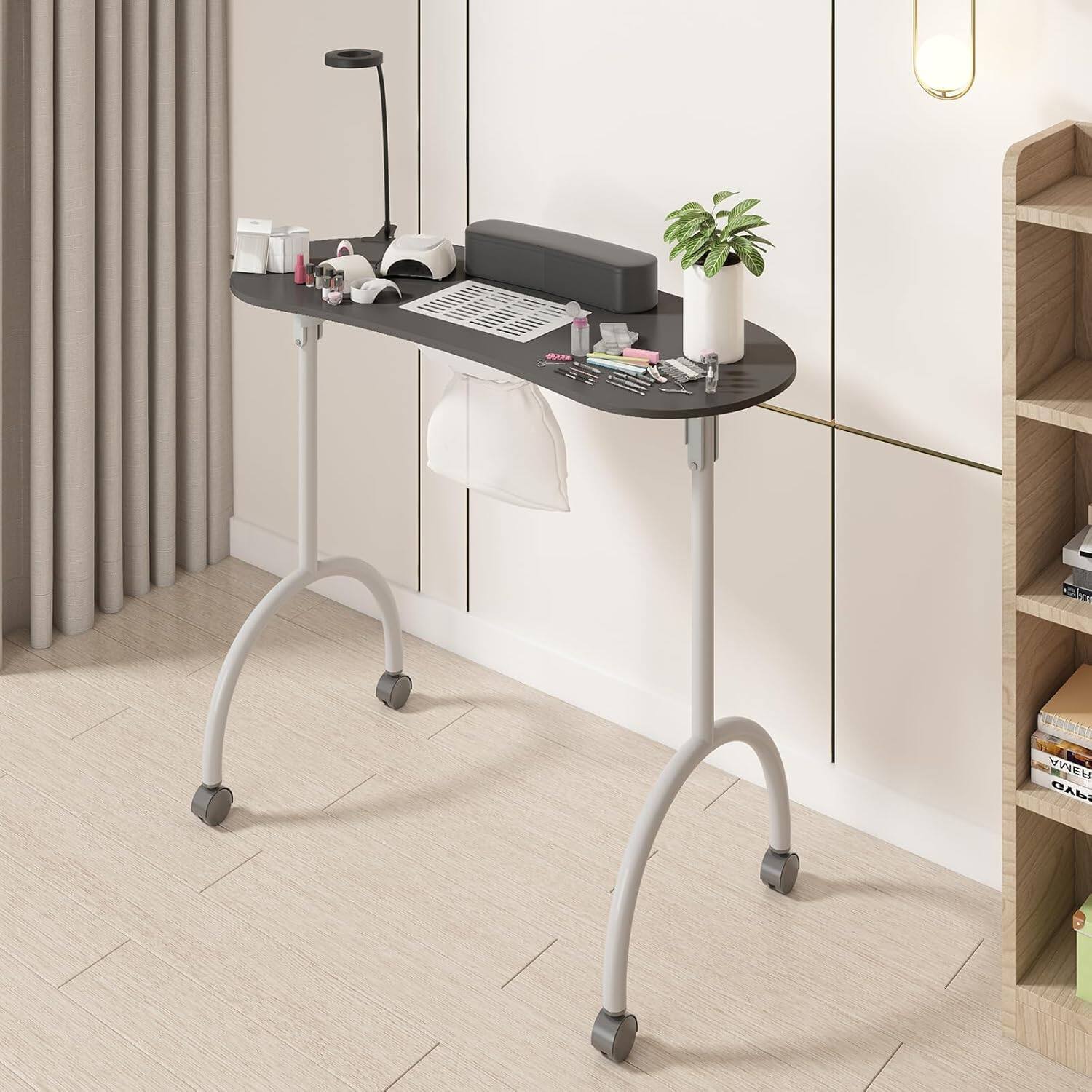 Alt View 2. Circus Cirle - Portable Manicure Nail Table, Foldable Manicure Table，Black.