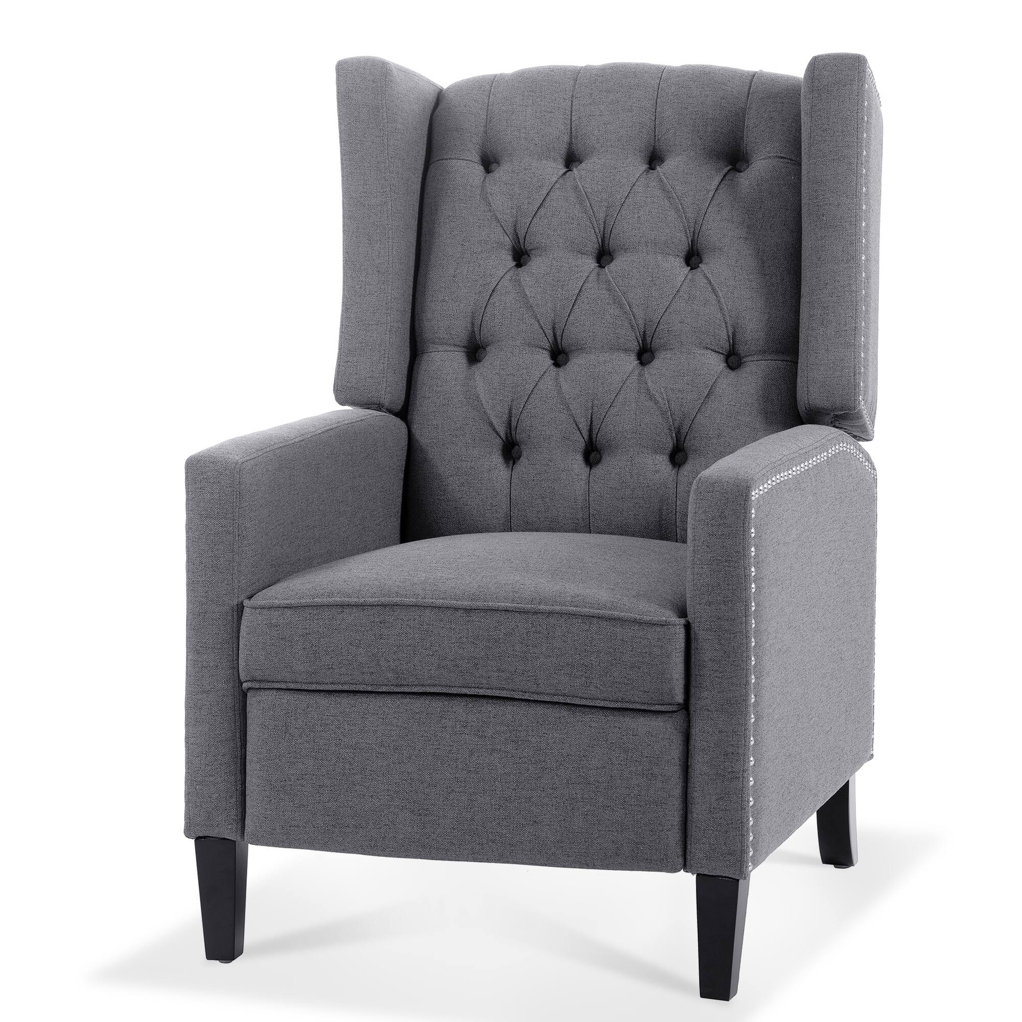 Alt View 1. APRILSOUL - Wide Manual Wing Chair Recliner - Gray.