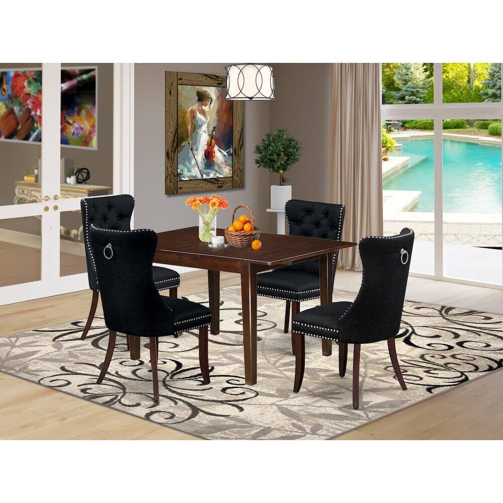 Alt View 9. East West Furniture - 5 Piece Dinette Set Consists of a Rectangle Dining Table with Butterfly Leaf - Mahogany.