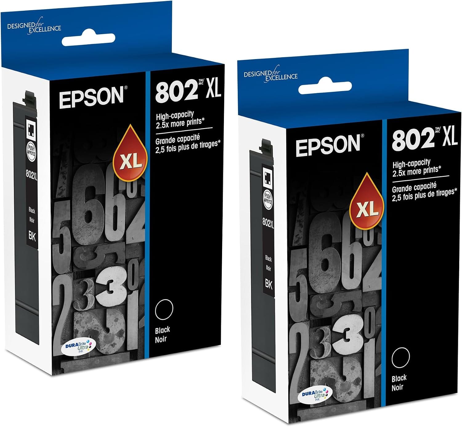 Epson - T802XL High Yield Ink Cartridge, 2/Pack - Black