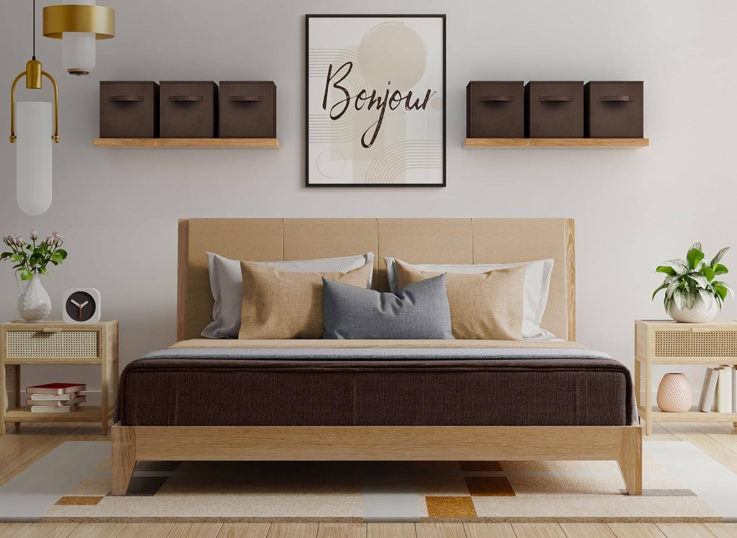 Alt View 1. Sorbus - Sorbus Foldable Storage Cubes - 6 Fabric Baskets for Organizing Pantry, Closet, Shelf, Nursery, Playroom, Toy Box, Cubby - Chocolate.