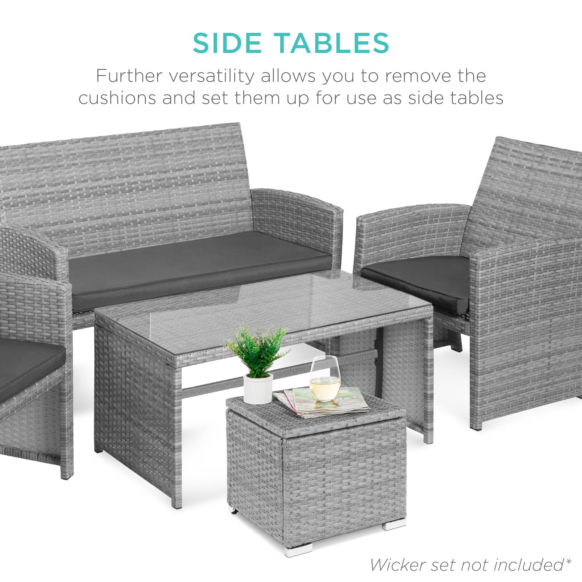 SIDE TABLES

Further versatility allows you to remove the cushions and set them up for use as side tables

Wicker set not included*
