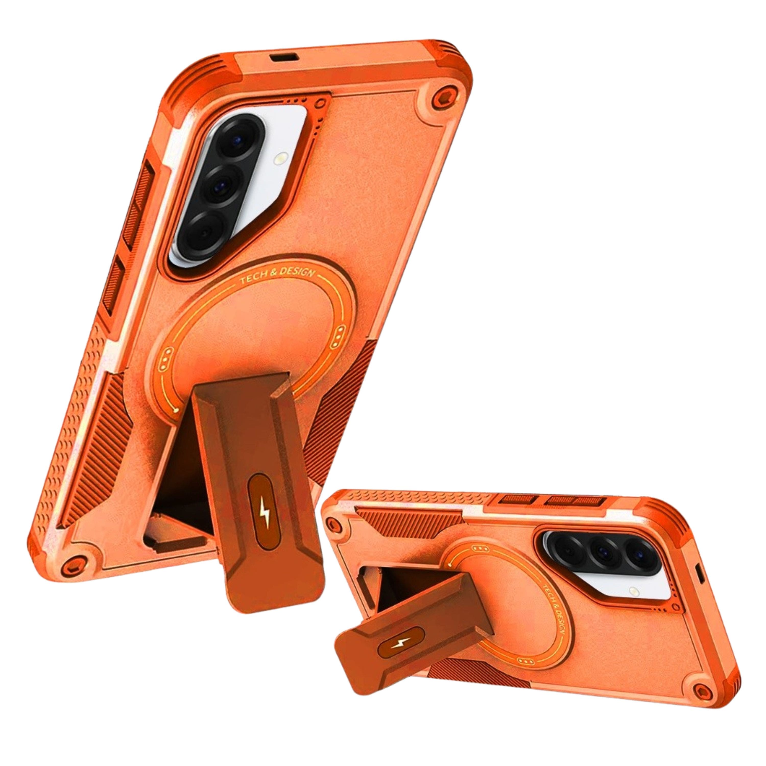 Kitcheniva - Rugged Grip Kickstand Magnetic Circle Phone Case With Tempered Glass For Samsung Galaxy A37 5G - Cosmic Orange price history on PriceWatchPro
