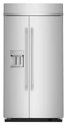 Front. KitchenAid - 25.1 Cu. Ft. Built-In Side-by-Side Refrigerator with Exterior Water and Ice Dispenser - Stainless Steel with PrintShield Finish.