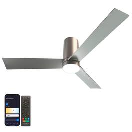 Atomi Smart - Nouvo 52" Smart WiFi LED Ceiling Fan with 3 Blades, Color-Changing Light & Remote - Metallic Silver