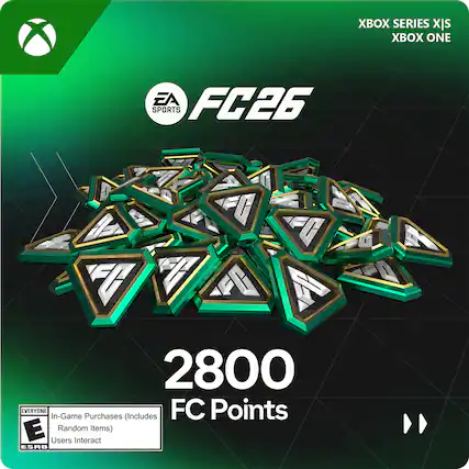XBOX SERIES X|S
XBOX ONE
EA SPORTS
FC26
2800 FC Points
In-Game Purchases (Includes Random Items)
Users Interact
EVERYONE
E
ESRB