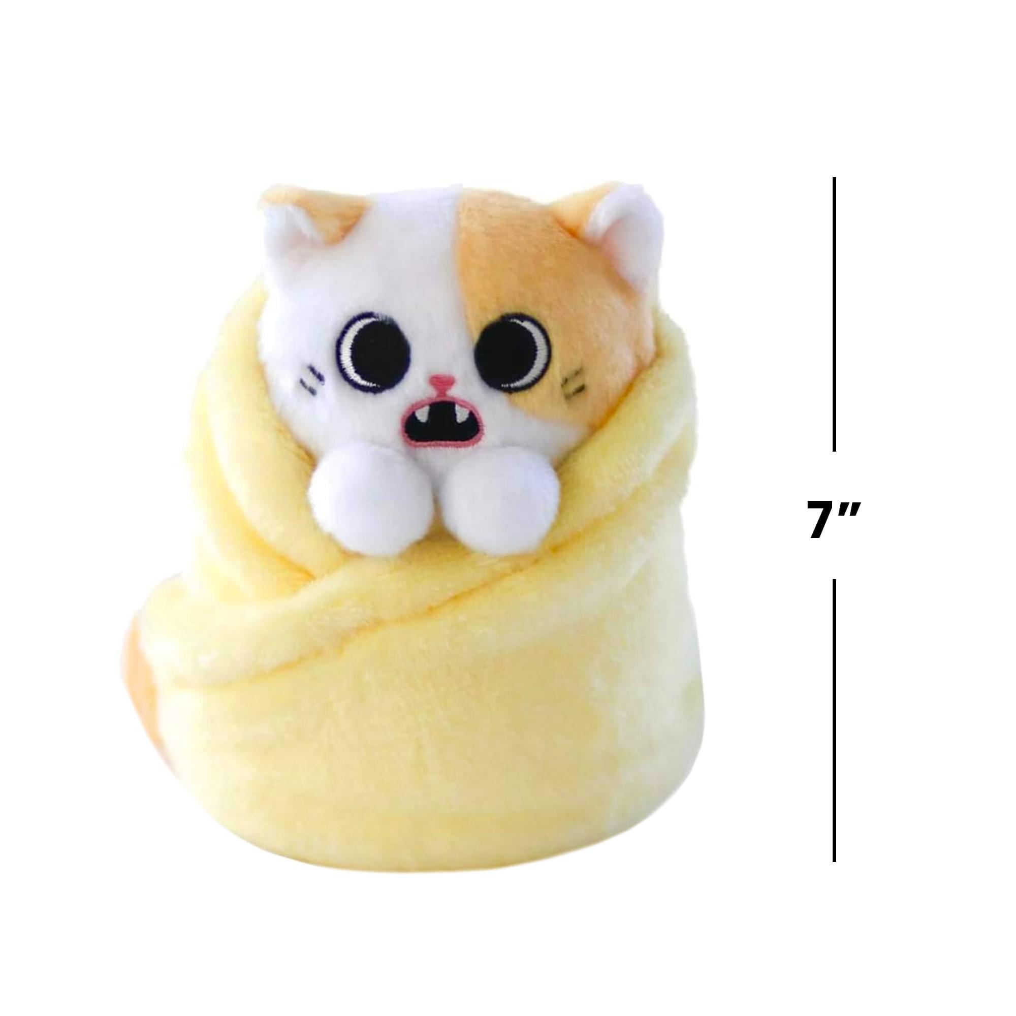 Alt View 1. Uncute - Purritos Pork Bun Plush Kitten in Blanket | 7 Inches - Beige.