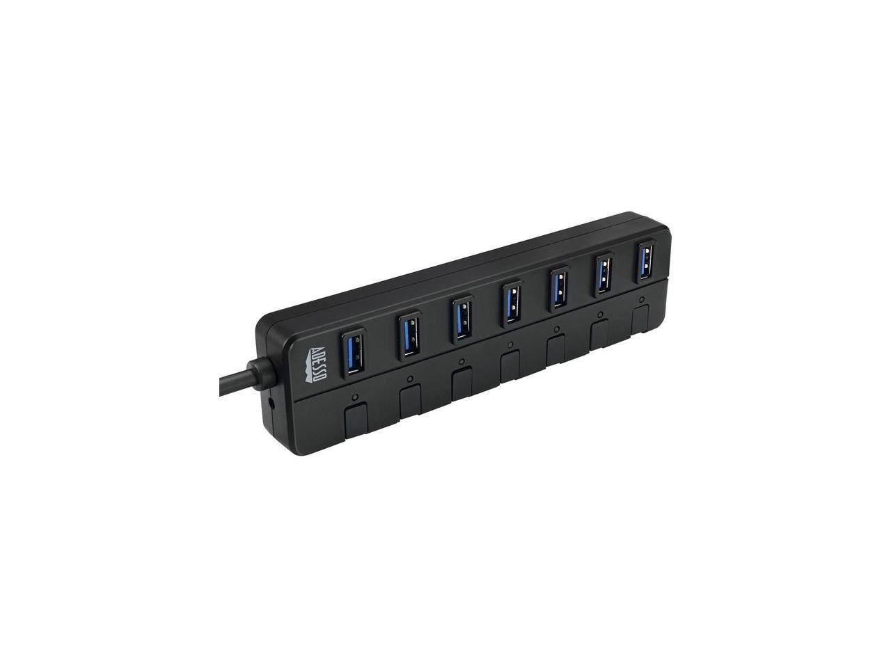 Alt View 9. Adesso - Adesso 7-ports USB 3.0 Hub with 5V2A Power Adaptor - USB - External - 7 USB Port(s) - 7 USB 3.0 Port(s) - PC, Mac - Black,Gray.