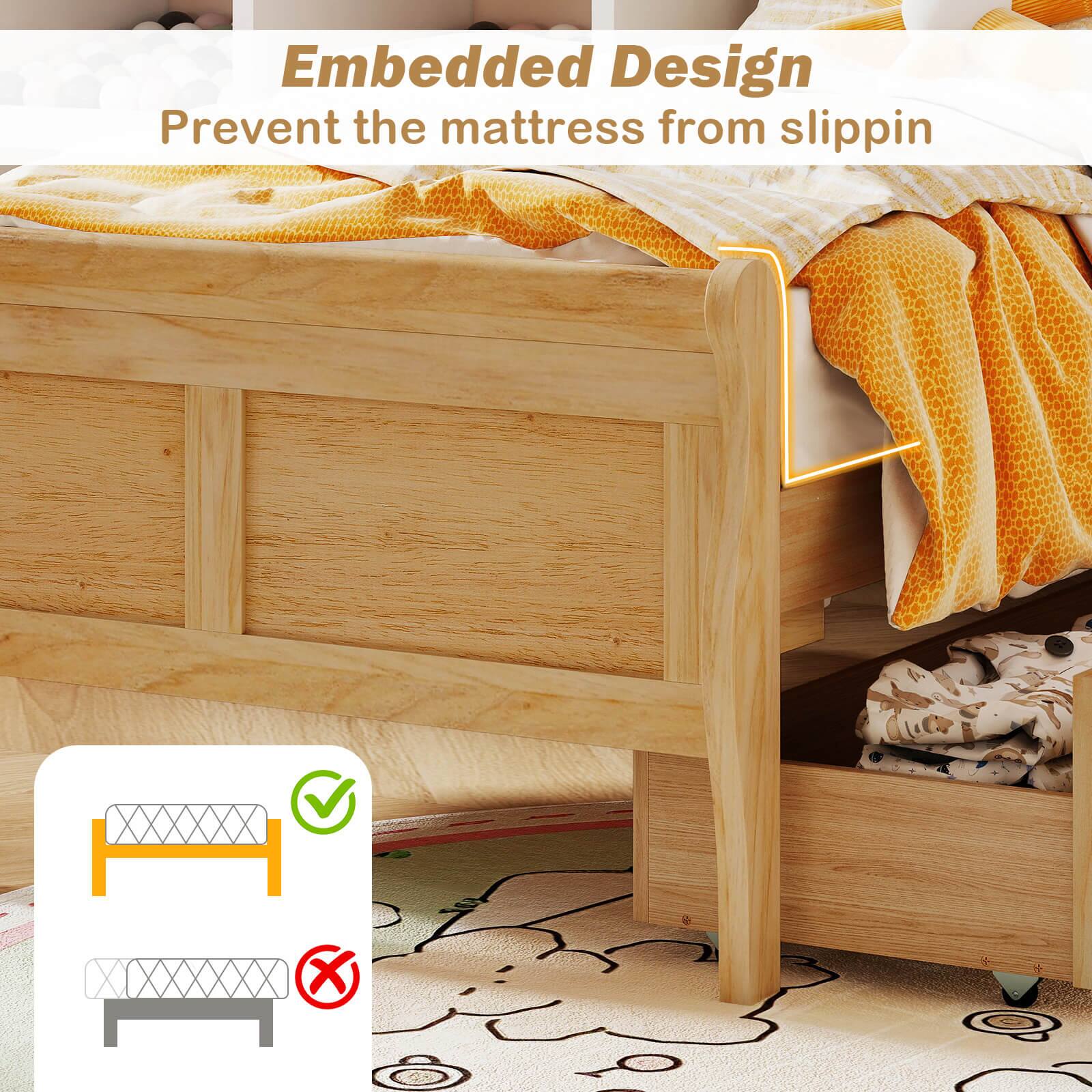 Embedded Design  
Prevent the mattress from slipping