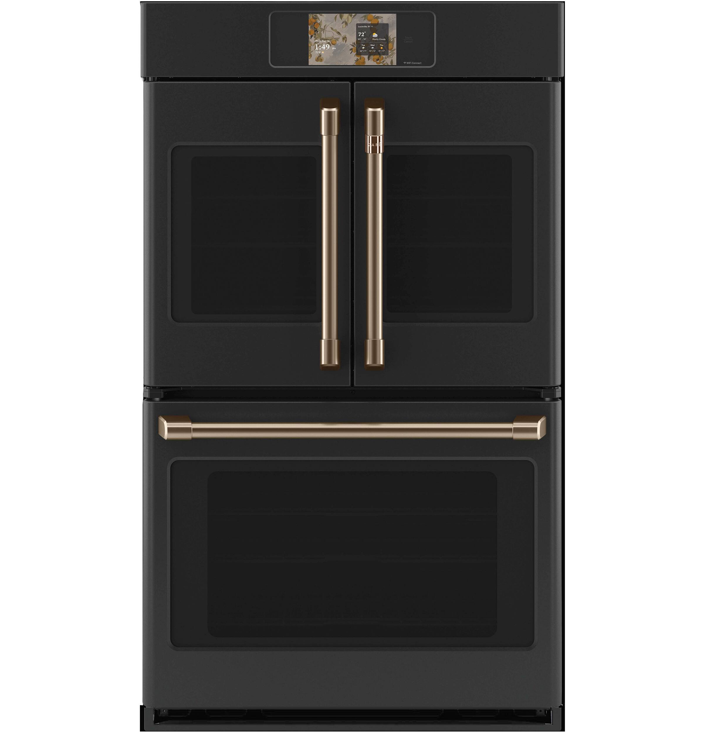 Alt View 24. Café - 30" Smart Built-In Double Electric Convection French Door Wall Oven with No Preheat Air Fry - Matte Black.