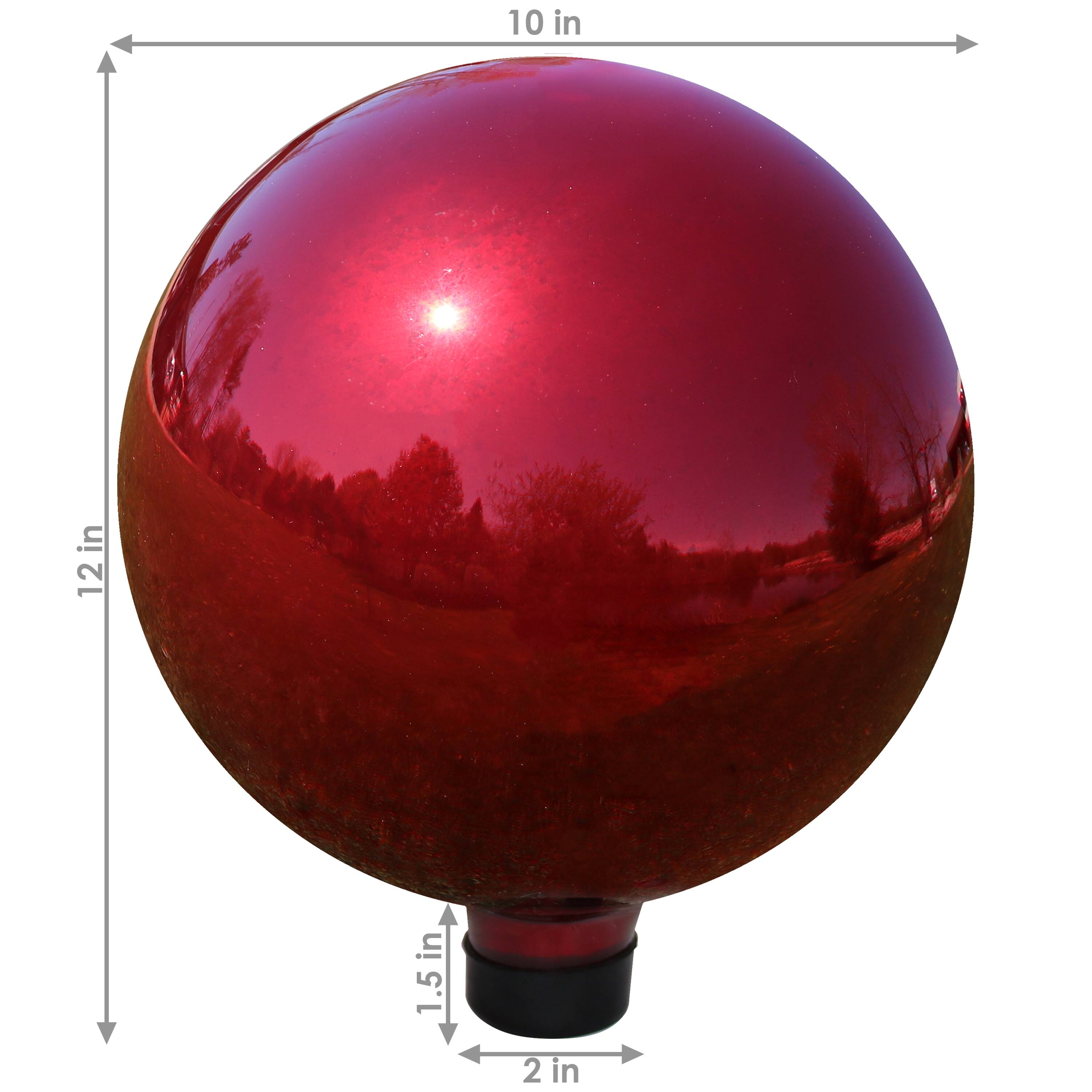 Alt View 2. Sunnydaze - Mirrored Glass Gazing Globe - 10 in - Set of 2 - Red.