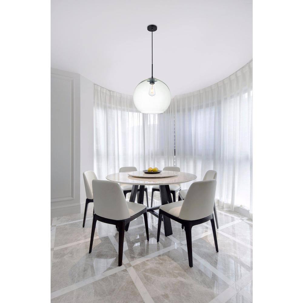 Angle. Living District - Baxter 1 Light Black Pendant With Clear Glass - Black And Clear.