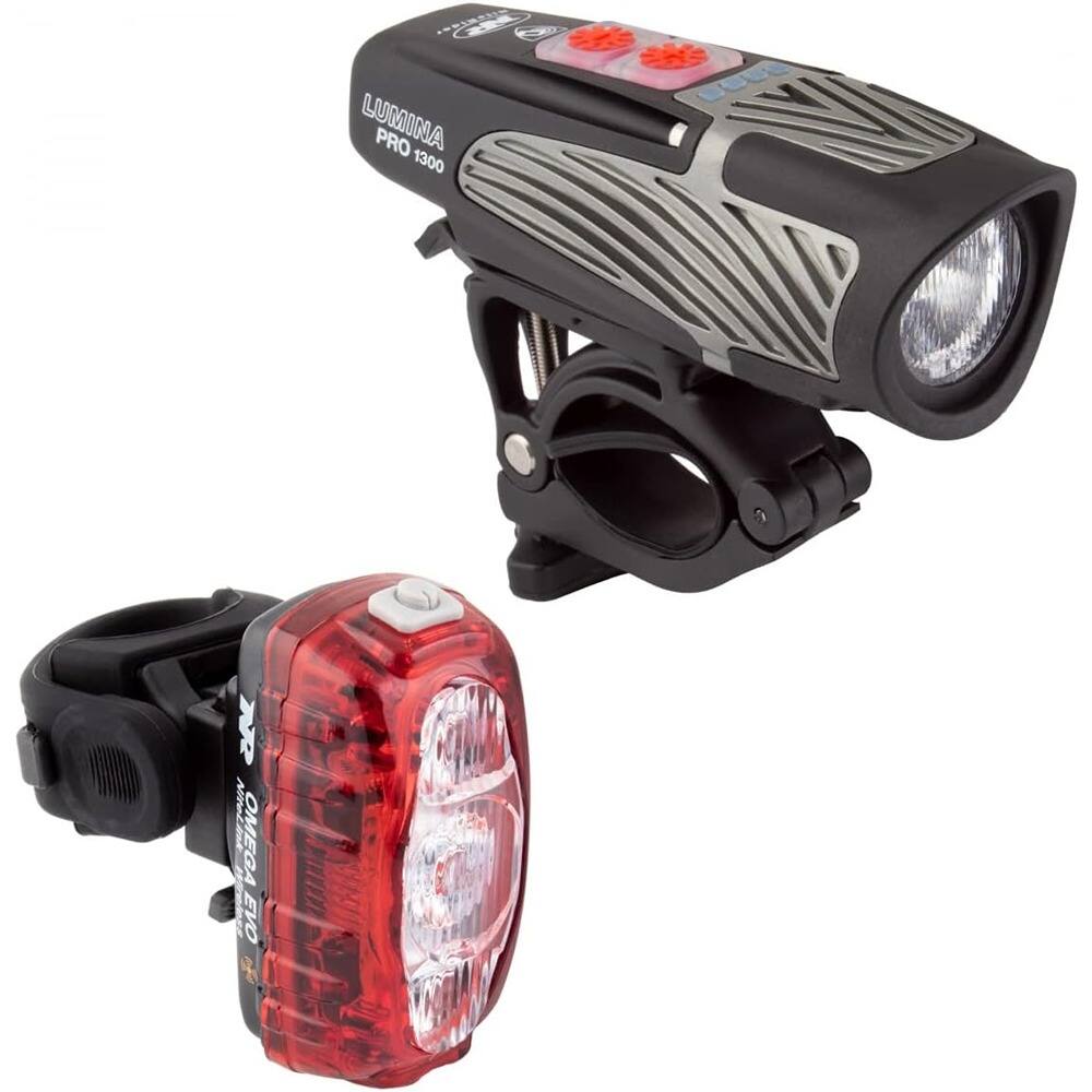 RTMB - Pro 1300 + Omega 330 EVO USB-C Rechargeable Bike Light Set, Waterproof - Black and Red