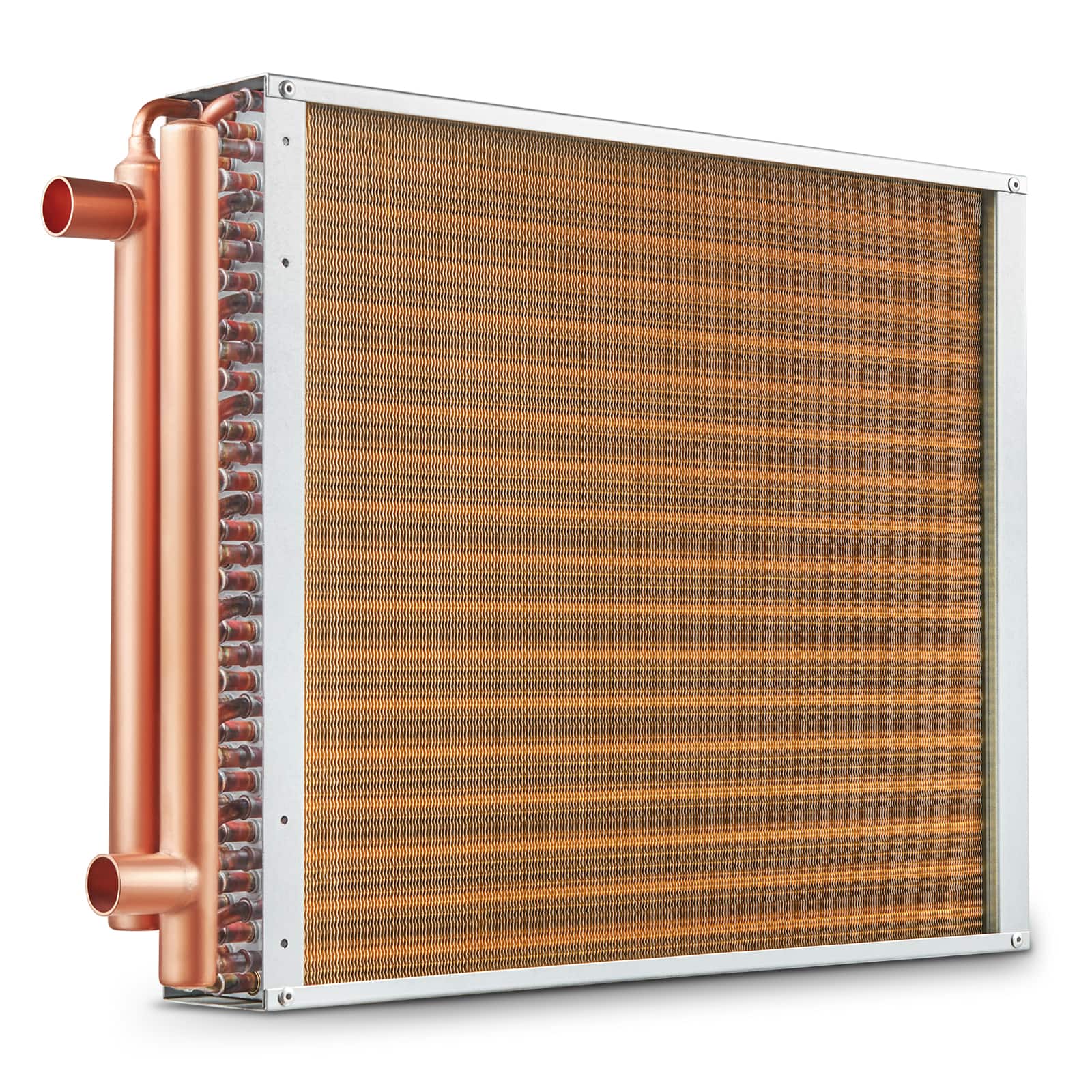 VEVOR - Heat Exchanger Water to Air, 18"x 20" with 3-Row 3/8" Copper Ports, 242 Aluminum Fins Heat Exchanger for Outdoor Wood - Gold