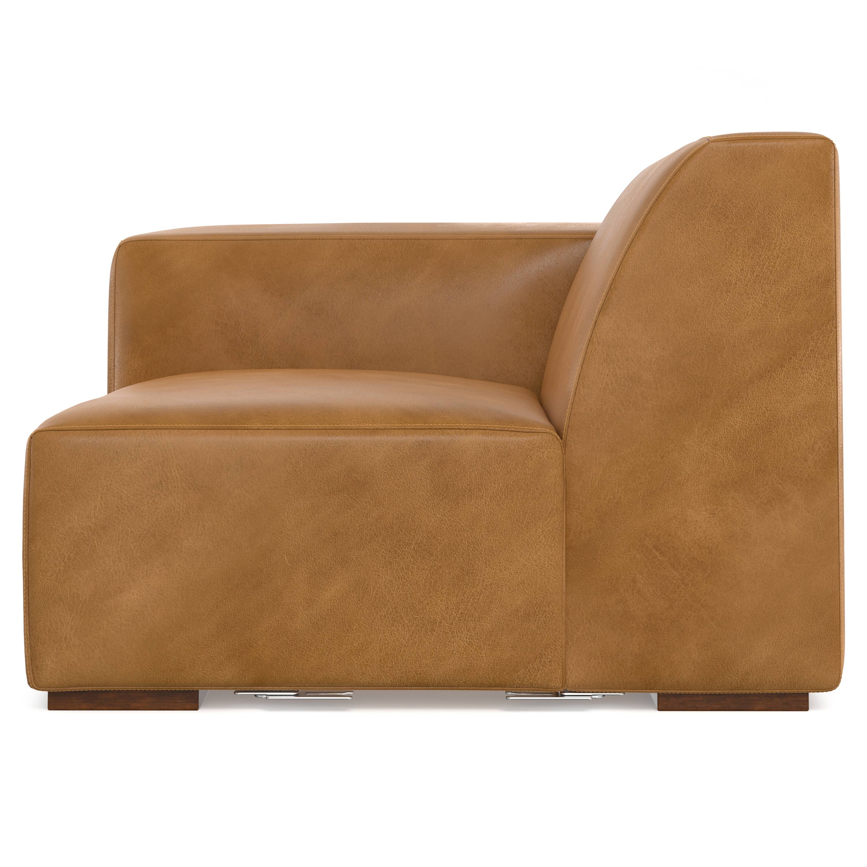 Alt View 2. Simpli Home - Rex Left-Arm Sofa Module in Genuine Leather - Sienna.