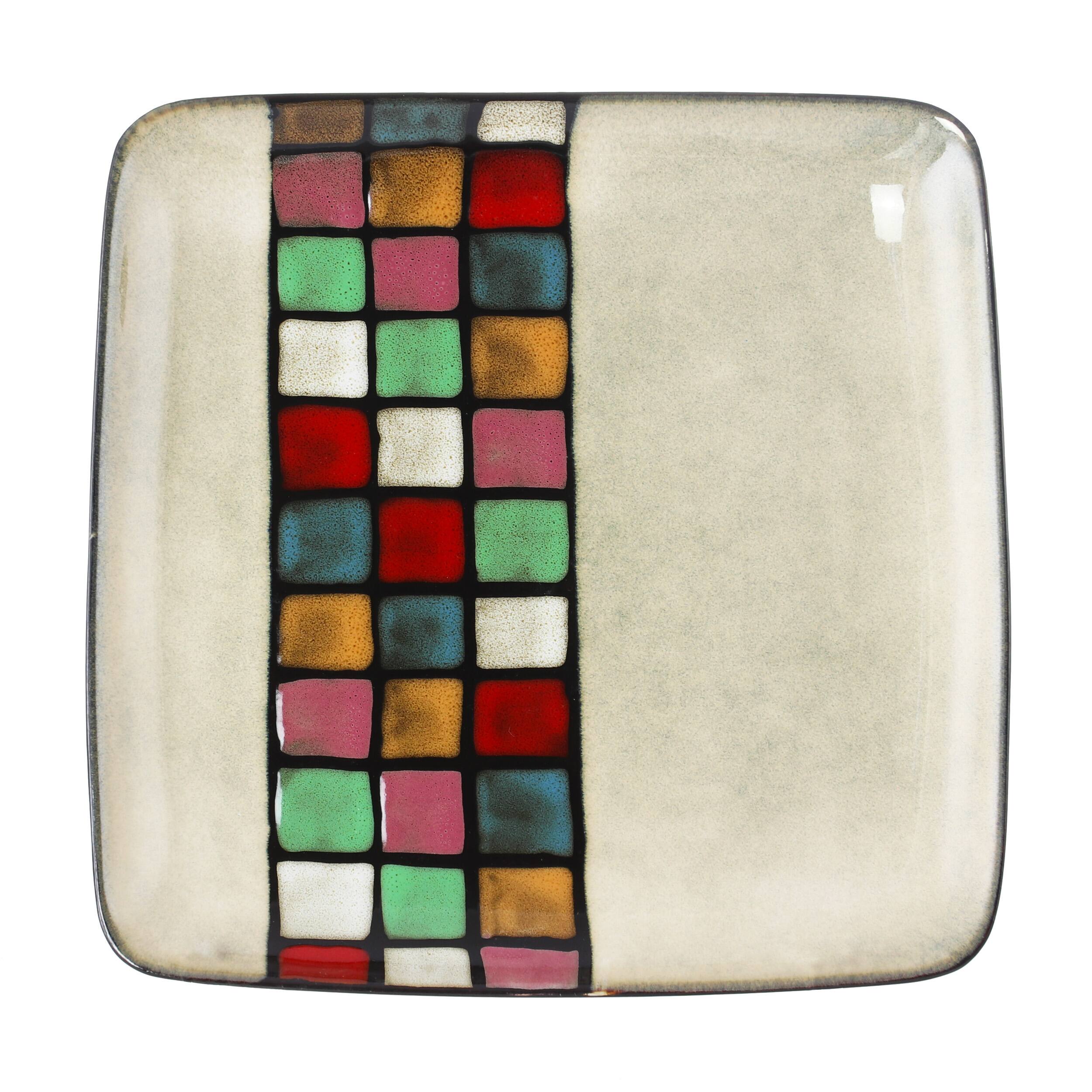 Alt View 3. Elama - Elama Color Melange 16 Piece Multicolored Square Stoneware Dinnerware Set - Beige and Multi.