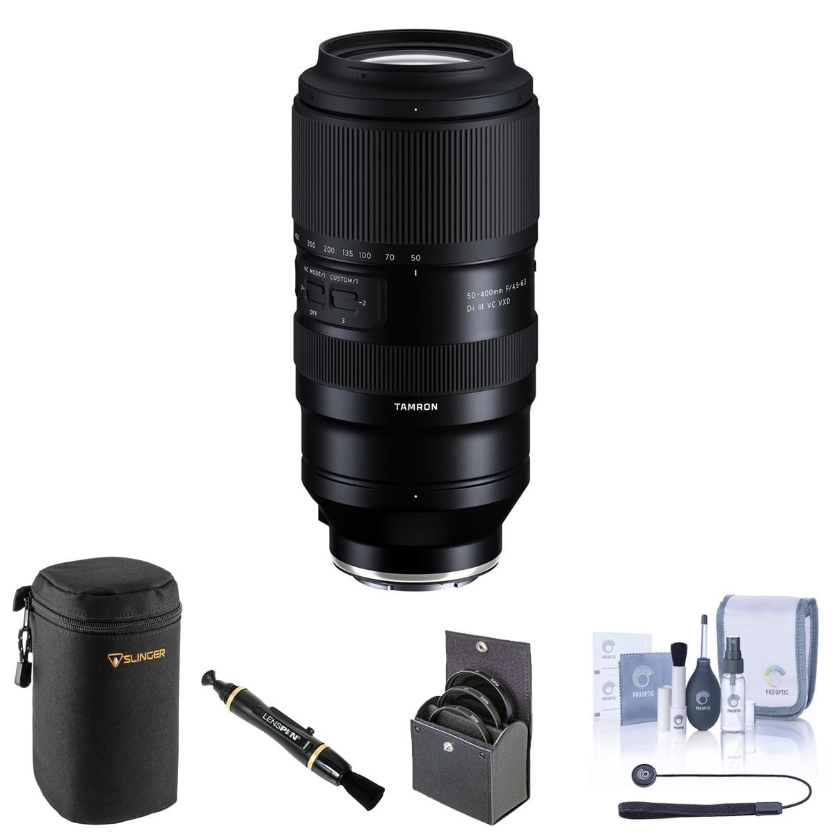 Bundle - Tamron - 50-400mm f/4.5-6.3 Di III VC VXD Lens f/Sony E, w/Essential Acc. Kit