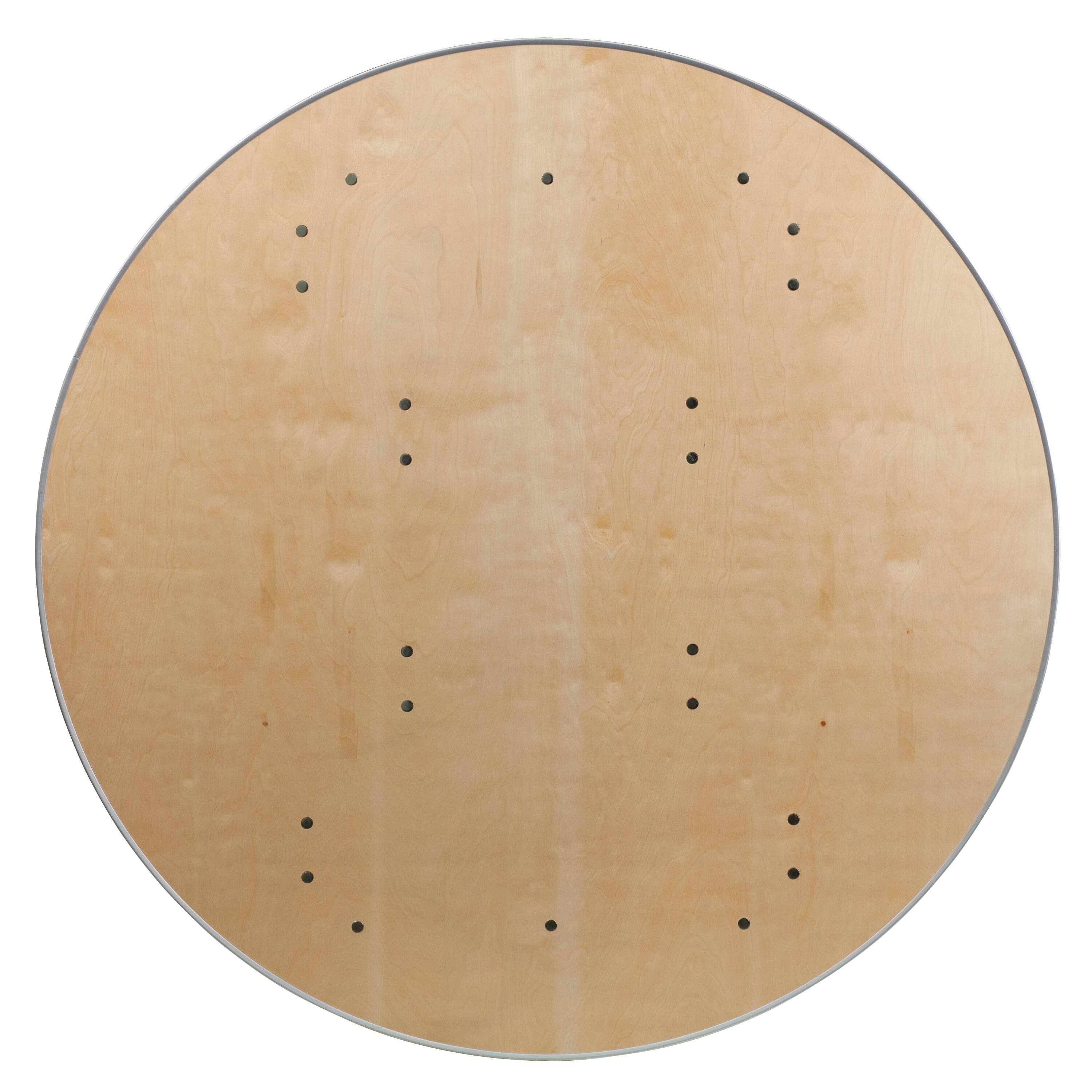 Alt View 17. Alamont Home - 4-Foot Round HEAVY DUTY Birchwood Folding Banquet Table with METAL Edges - Natural.