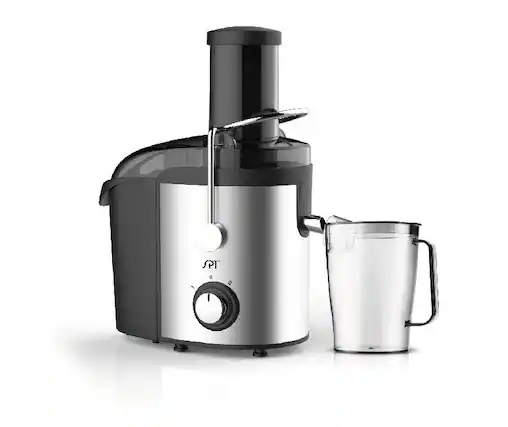 Front. SPT - Professional Stainless Juice Extractor - Aluminum silver.