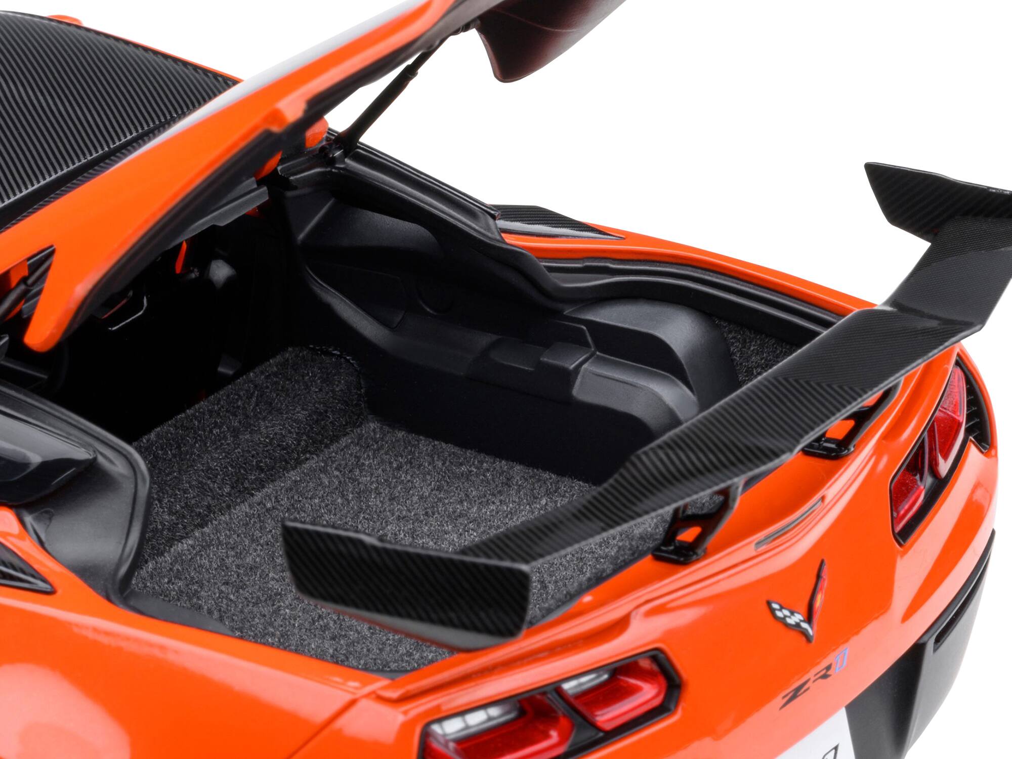 Alt View 1. Autoart - 2019 Chevrolet Corvette C7 ZR1 Sebring Orange Tintcoat with Carbon Top 1/18 Model Car by Autoart - Orange.