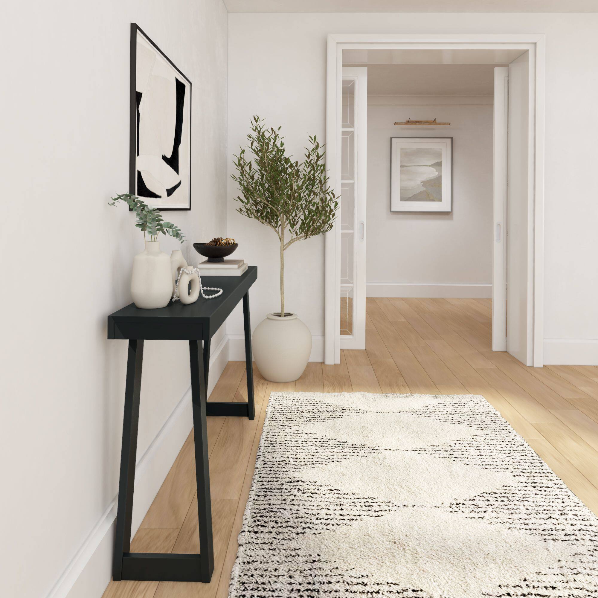 Alt View 4. Plank+Beam - Classic Console Table (56in / 1420mm), Black - Black.
